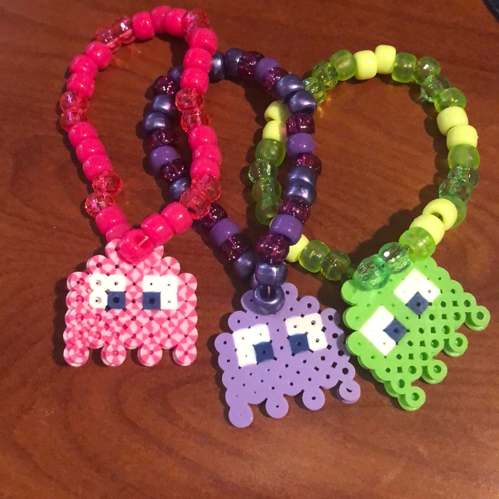 Pac-Man Ghost kandi bracelets